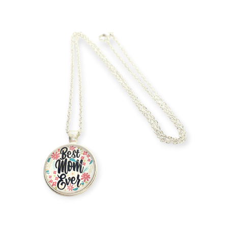 Necklace silver chain best mom ever